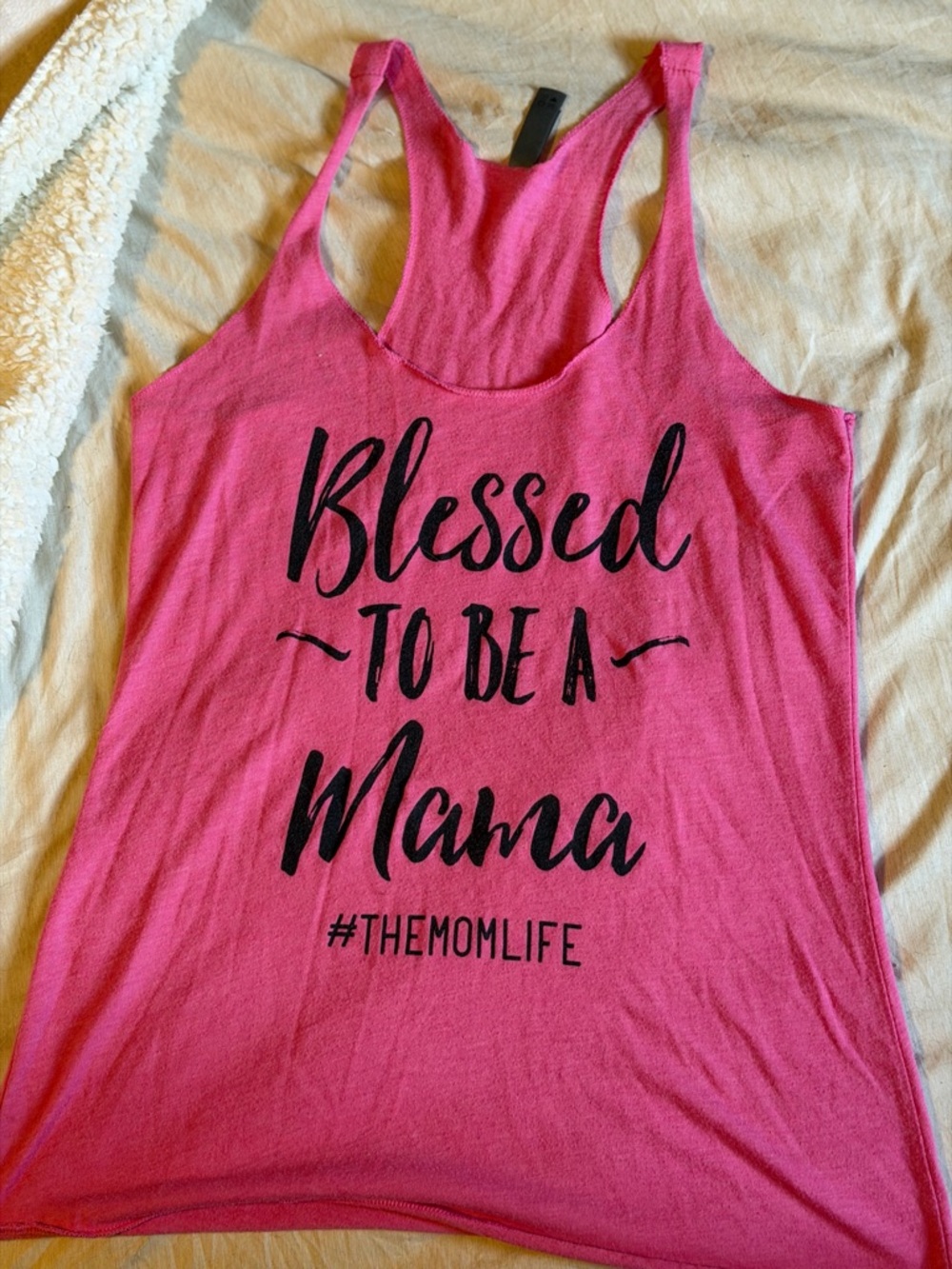 Pink Racerback Tank Top - Blessed to Be a Mama